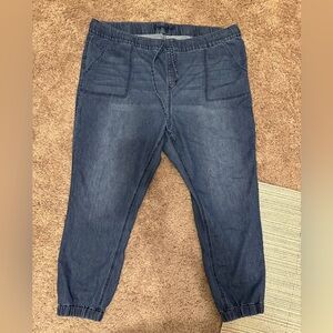 Blue Jogger Jeans with Elastic Cuffs